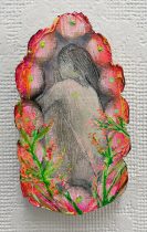 「Puella」oil, pas, pen on board　12.7×7cm　2025