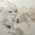 「深淵をのぞく」和紙壁紙、念紙、墨、雁皮紙　162.3×194cm　2025