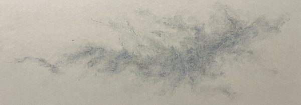 「幽かな」雲肌麻紙、岩絵具　125×45cm　2025