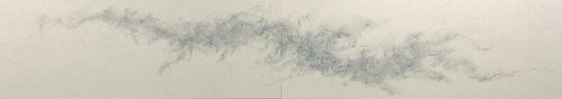 「幽かな」雲肌麻紙、岩絵具　206×45cm　2025