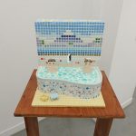 「おふろ美術館」 陶、石粉粘土 H235×W240×D220mm 2025